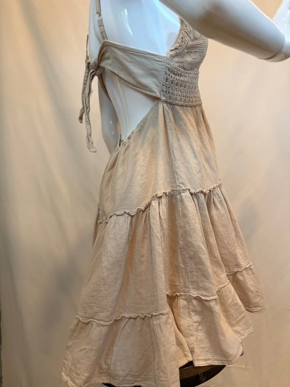 Blanco by Nature 100% Cotton Crochet Bodice Tiered Sundress Size Large NWT Boho